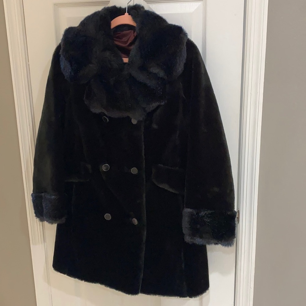 Vintage Union Made Black Fur Coat, size 14